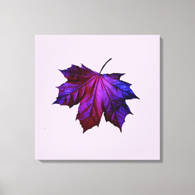 Ombre Purple Leaf Print On Stretched Canvas  (Front)