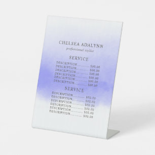Ombre Purple Watercolor Minimalist Service Price Pedestal Sign
