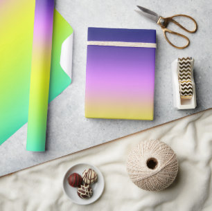 Ombre purple yellow green spring summer colors rig wrapping paper