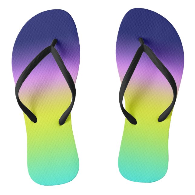 Ombre purple yellow green spring summer colours ri jandals (Footbed)