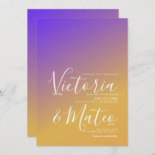 Ombre Purple Yellow Wedding  Invitation
