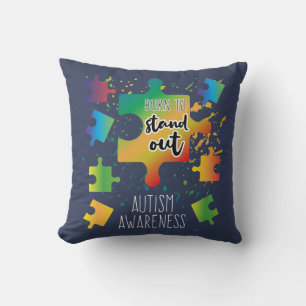 Ombre Puzzles Born to Stand Out Autism Awareness Cushion