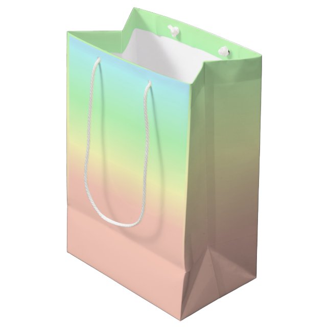 Ombre Rainbow Abstract Pastel Pattern Medium Gift Bag (Front Angled)
