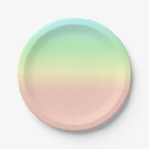Ombre Rainbow Abstract Pastel Pink Pattern Paper Plate