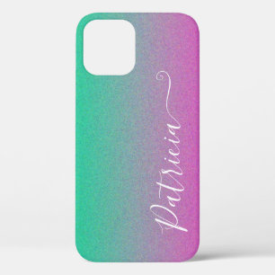 Ombre Rainbow Airbrush Background Customised Name iPhone 12 Case