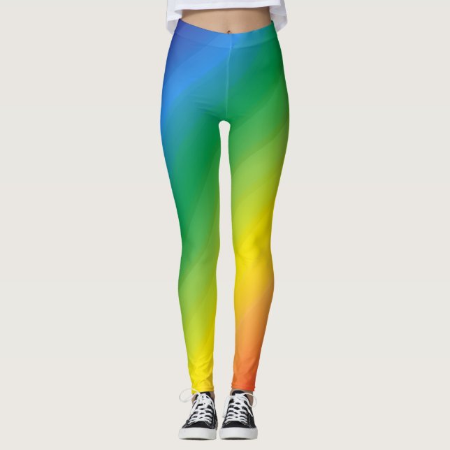 Ombre Rainbow LGBTQ Pride Colourful Leggings (Front)