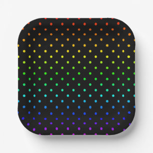ombre rainbow polka dots gradient colourful paper plate