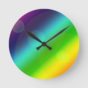 ombre rainbow round clock