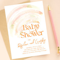 Ombre Rainbow Unisex Orange Stars Baby Shower