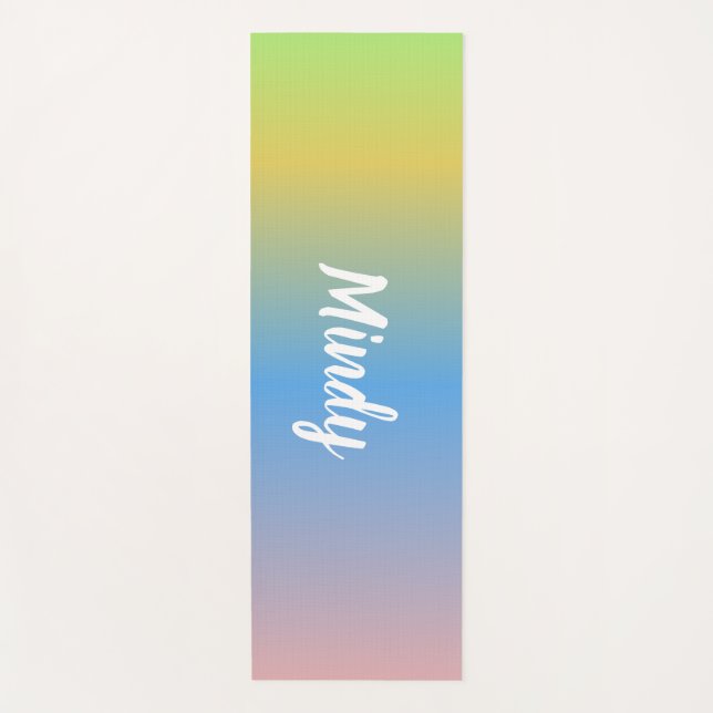 Ombré  Rainbow Yellow Blue Yoga Mat (Front)