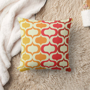 Ombre Retro Ogee in Orange, Tangerine and Red  Cushion
