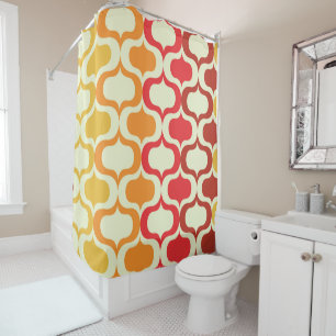 Ombre Retro Ogee in Orange,Tangerine and Red Shower Curtain