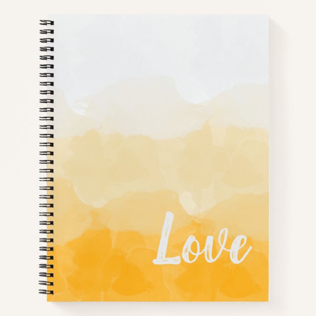 Ombre Saffron and Sunlight Yellow Love Gradient Notebook (Front)