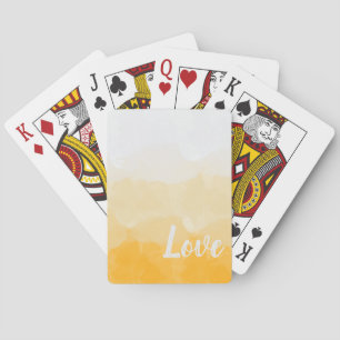 Ombre Saffron and Sunlight Yellow Love Gradient Playing Cards