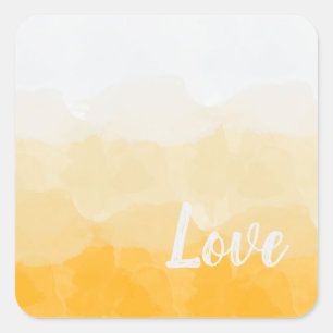 Ombre Saffron and Sunlight Yellow Love Gradient Square Sticker