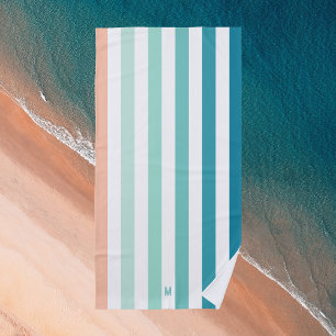 Ombre Sea Shore Stripe & Personal Monogram Beach Towel
