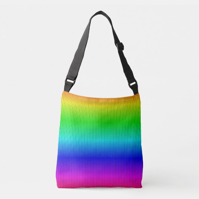 Ombre Shaded Rainbow Neon Grid Crossbody Bag (Front)