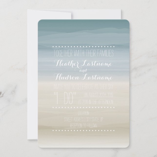 Ombre Shore Beach Wedding Invitation (Front)