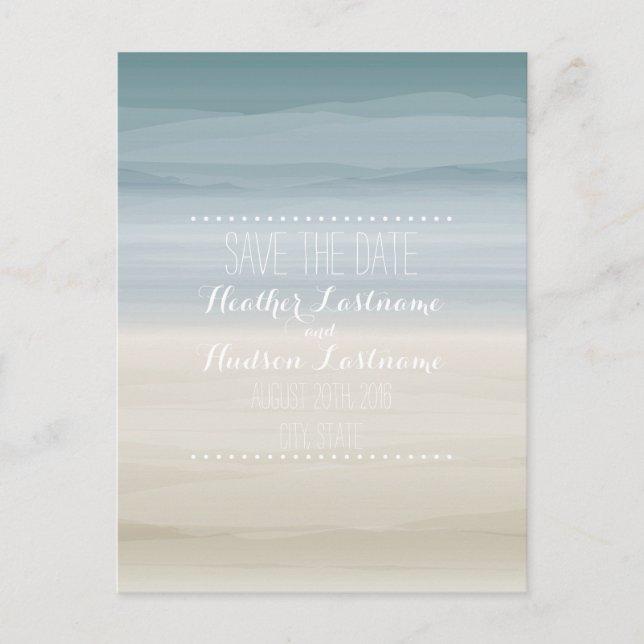 Ombré Shore Wedding Save The Date Announcement Postcard (Front)