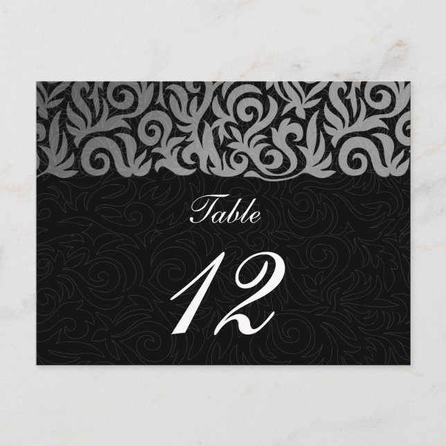 Ombre silver and Black Swirling Border Wedding Postcard (Front)