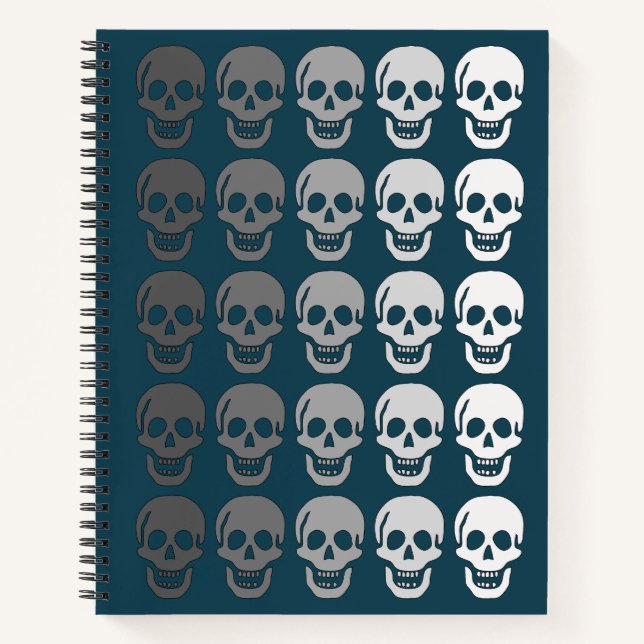 Ombre Skulls, Teal Notebook (Front)
