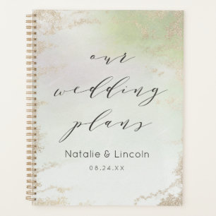 Ombre Spring Green Gold Foil Frosted Chic Wedding Planner