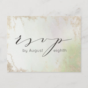 Ombre Spring Green Gold Wedding Meal Choice RSVP Postcard