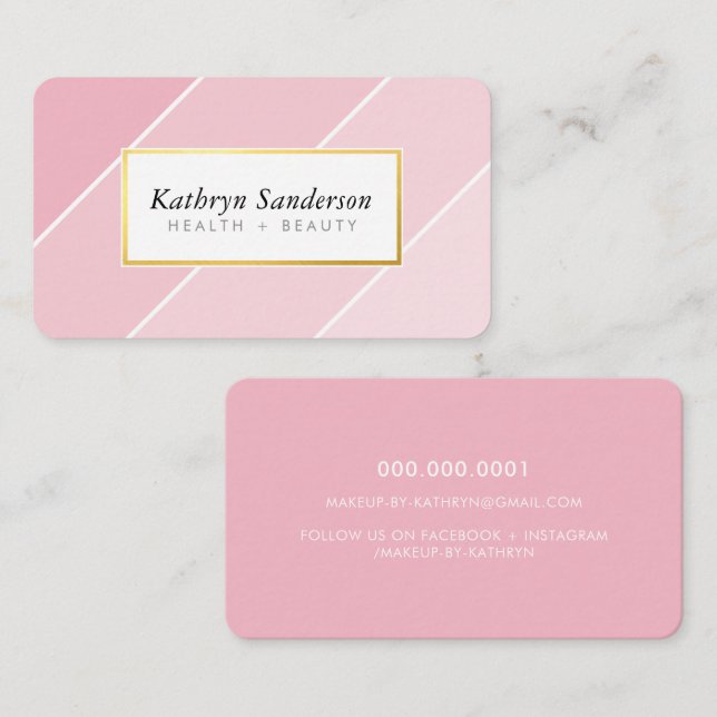 OMBRE STRIPE modern stylish chic pink faux gold Business Card (Front/Back)