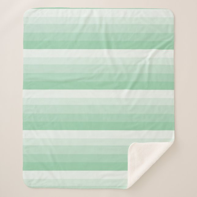 Ombre  stripes in jade green tones sherpa blanket (Front)