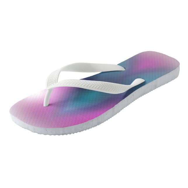 Ombre Sunburst Pink & Blue Pair of Flip Flops (Angled)