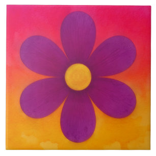 Ombre Sunset Colours Flower Art Decorative Tile