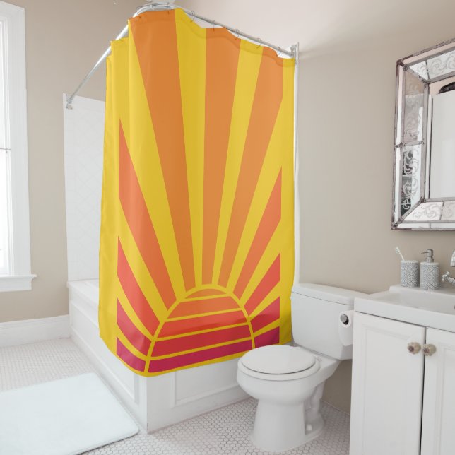 Ombre Sunset Decor for Kids, Teen, Home, Office Shower Curtain (In Situ)