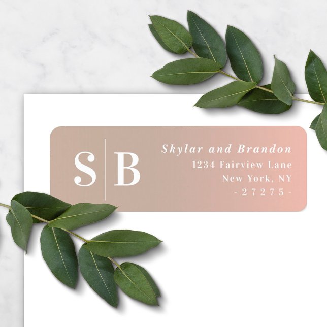 Ombre Taupe Beige & Pink Wedding Return Address (Creator Uploaded)