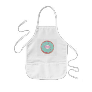 Ombre Teal Bakery Doughnuts Custom Name Kids Apron