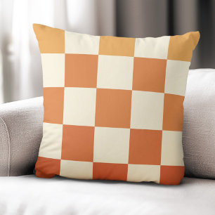 Ombre terracotta checkers checkered pattern cushion