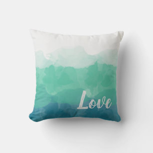 Ombre Turquoise Blue and Green Love Gradient Cushion