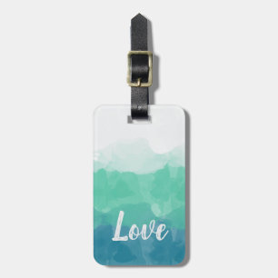 Ombre Turquoise Blue and Neo Mint Love Gradient Luggage Tag