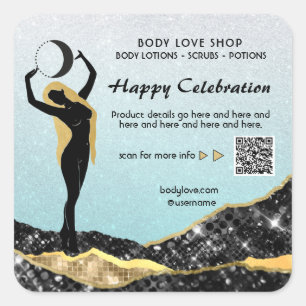 *~* Ombre Turquoise  Goddess Intention Spell AP24  Square Sticker