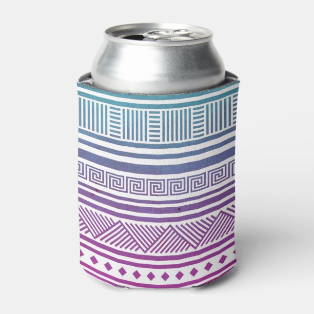 Ombre Vintage Aztec Tribal Andes Pattern Can Cooler (Can Front)