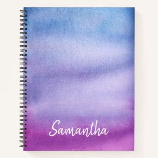 Ombre Watercolor Custom Name Purple/Blue Notebook