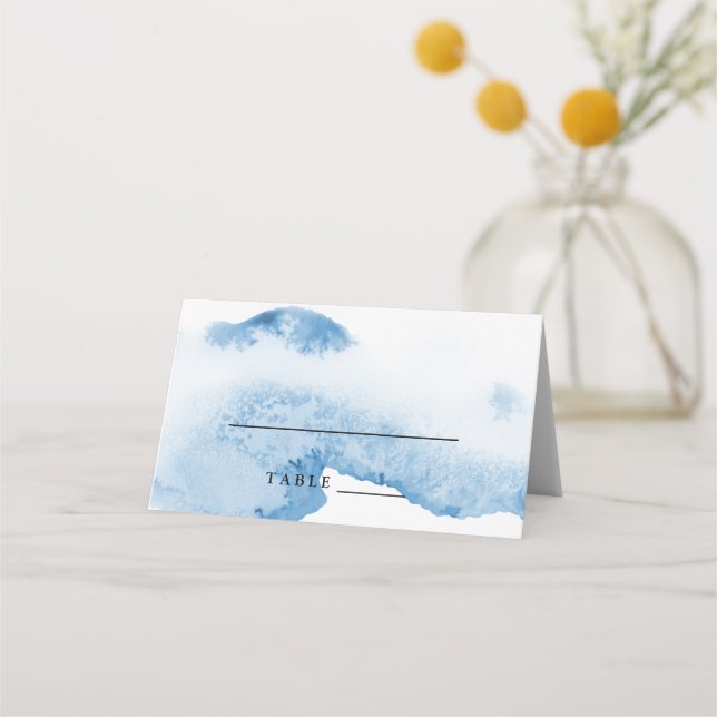Ombre Watercolor Escort Card | Blue (Front)