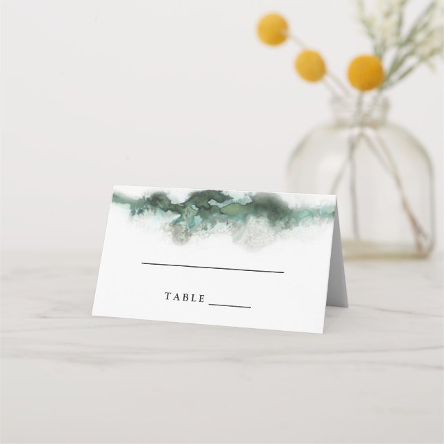 Ombre Watercolor Escort Card | GREEN (Front)