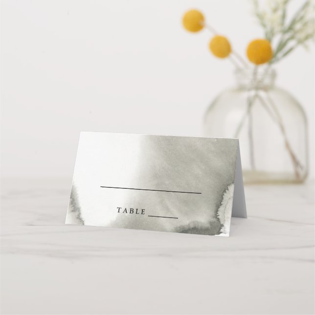 Ombre Watercolor Escort Card | GREY (Front)