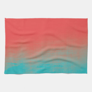 Ombre Watercolor Texture - Teal and Coral Tea Towel