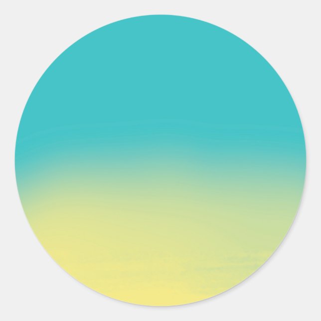 Ombre Watercolor Texture - Teal and Yellow Classic Round Sticker (Front)