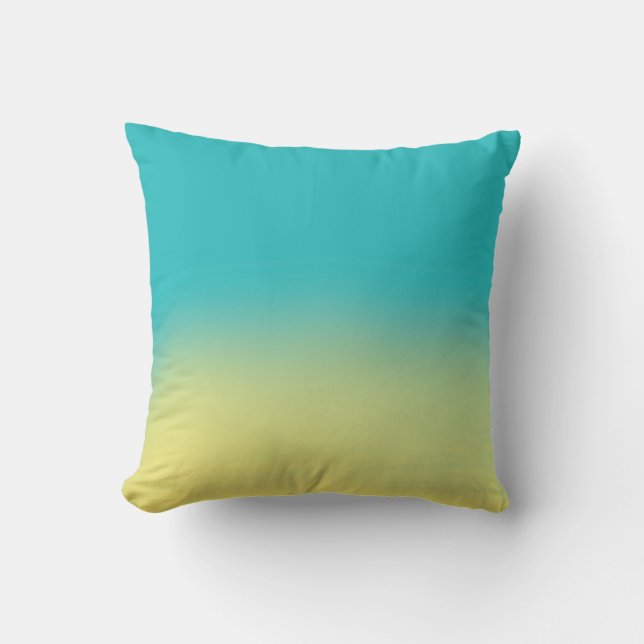 Ombre Watercolor Texture - Teal and Yellow Sunset Cushion (Front)
