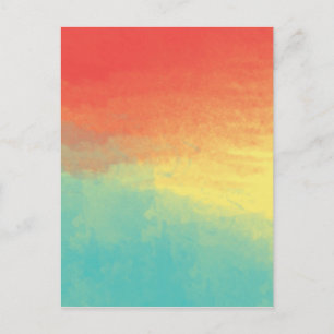 Ombre Watercolor Texture - Teal, Yellow, Coral Postcard