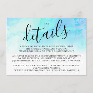 Ombre Watercolor Wedding Detail Card - Blue