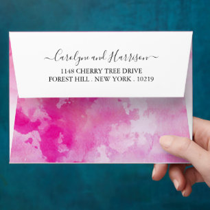 Ombre Watercolor Wedding Envelopes - Pink