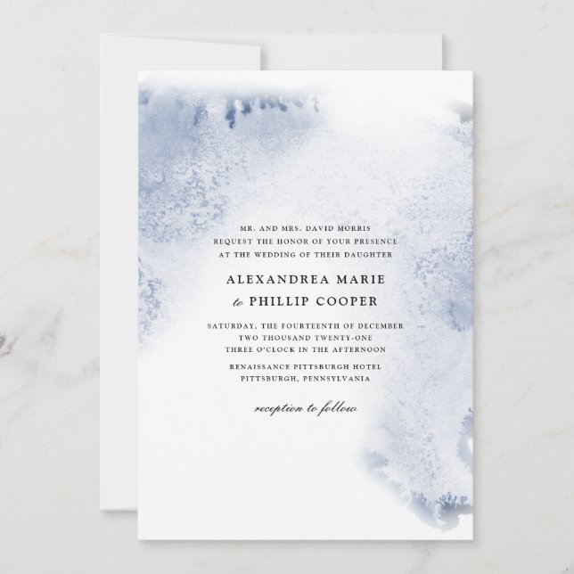 Ombre Watercolor Wedding Invitation Suite | GREEN (Front)